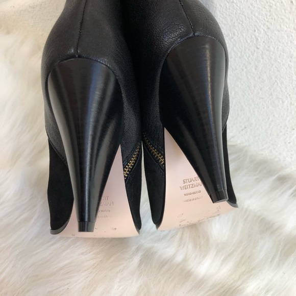 Stuart Weitzman black suede leather mid calf boots - Picture 6 of 8